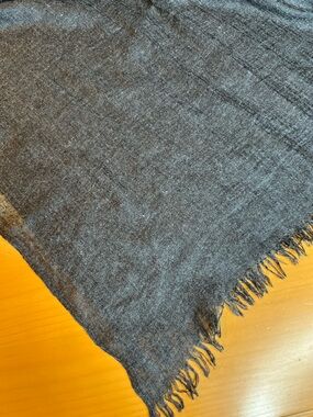 Dark Gray Fringed Knit Portola Scarf Wrap